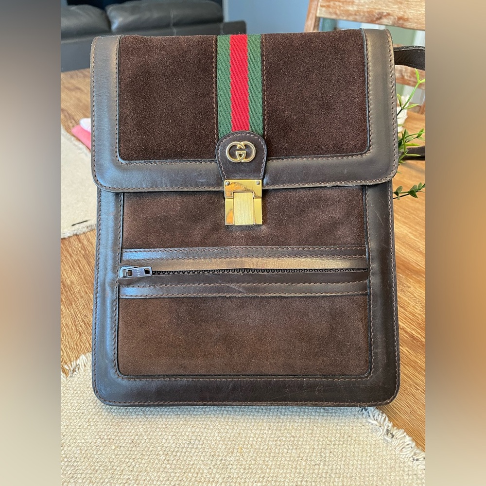 Gucci Chocolate Brown Suede Messenger Bag